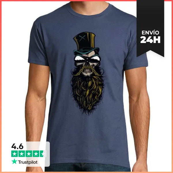 Camiseta Hombre Clásica Cráneo Inconformista Cráneo Cráneo Barb
