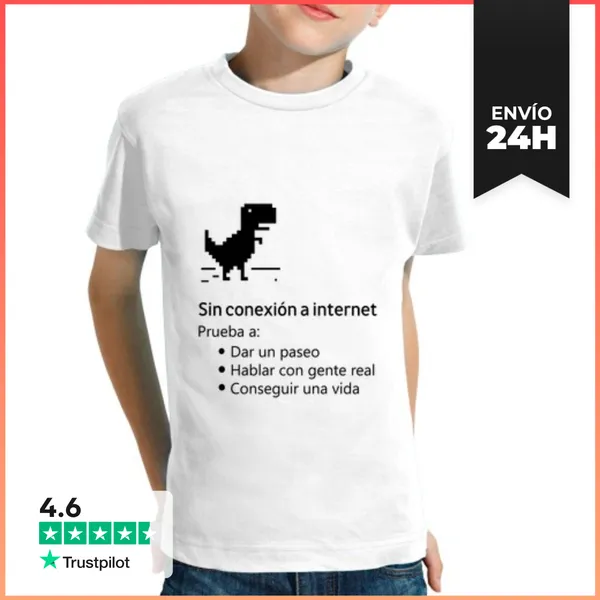Camiseta Clásica Para Niños Sin Conexión A Internet Dinosaurio