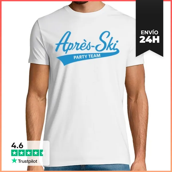 Camiseta Hombre Clásica Après-ski - Equipo De Fiesta - Skyblue