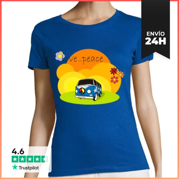 Camiseta Mujer Clásica Tostada VW Hippie V.01 LaTostadora