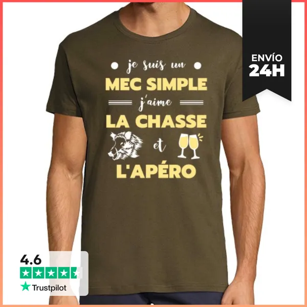 Camiseta Hombre Clásica Cazar Chico Apero Sencillas Humor Cazad