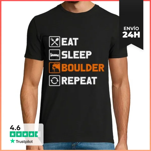Camiseta Hombre Clásica Comer Dormir Boulder Repetir LaTostadora
