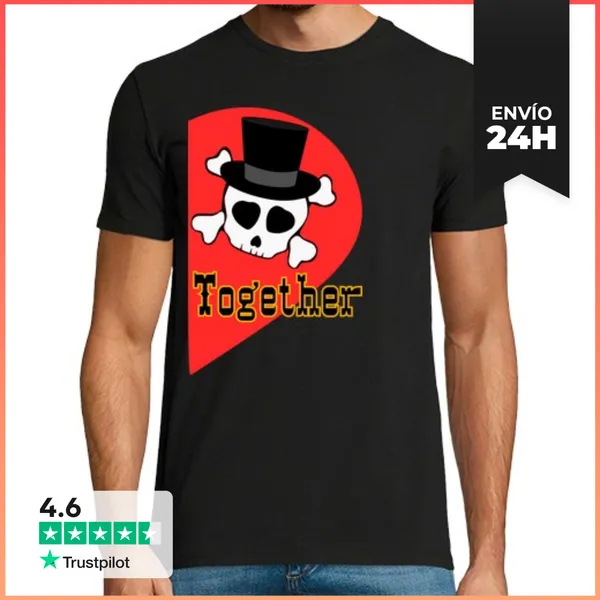 Camiseta Hombre Clásica Parejas Cooltee JUNTOS Together Busca