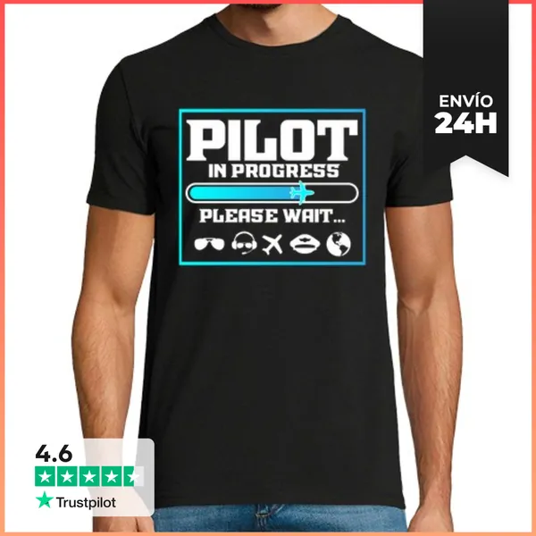 Camiseta Hombre Clásica Piloto En Progreso Escuela De Vuelo Div