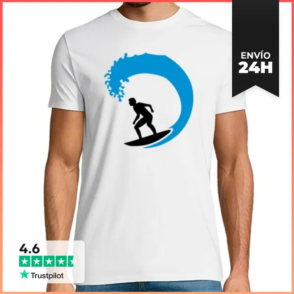 Camiseta Hombre Clásica Ola Surfista LaTostadora