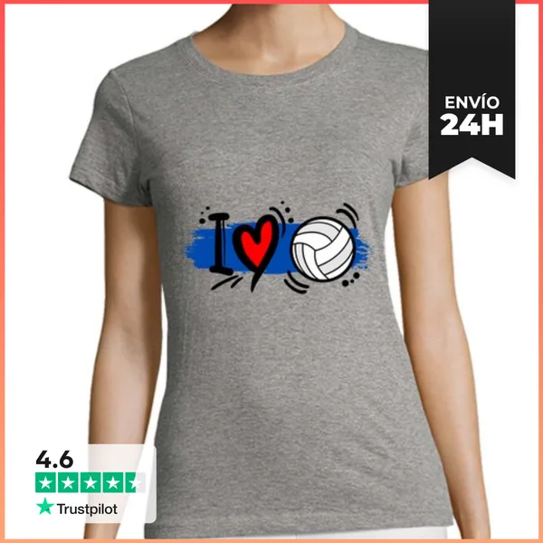Camiseta Mujer Clásica Amo La Raya Azul Del Voleibol LaTostadora
