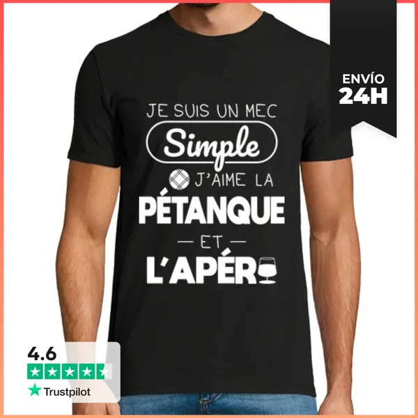 Camiseta Hombre Clásica Chico Sencillo Le Gusta La Petanca Y El