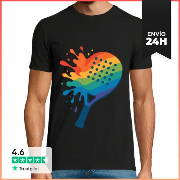 Camiseta Hombre Clásica Pala De Pádel Colorida LaTostadora