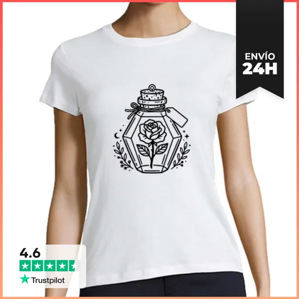 Camiseta Mujer Clásica Rosa En Frasco Hexagonal LaTostadora