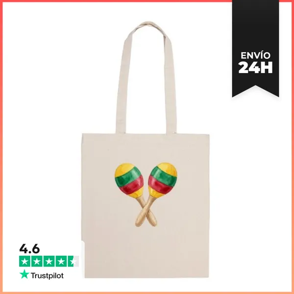 Bolsa De Tela Maracas Colores Cruzados Rojo Verde Amarillo