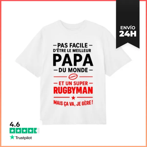 Camiseta Oversize Mejor Papá Super Rugbista Rugby LaTostadora