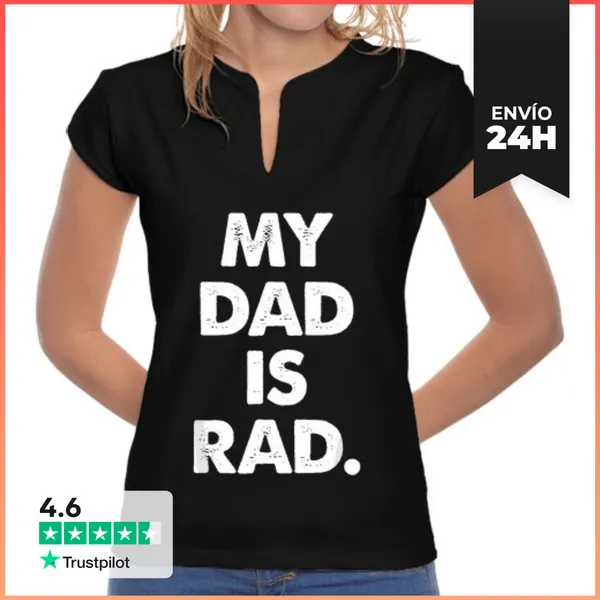 Camiseta Mujer Cuello Mao Mi Papá Es Genial LaTostadora