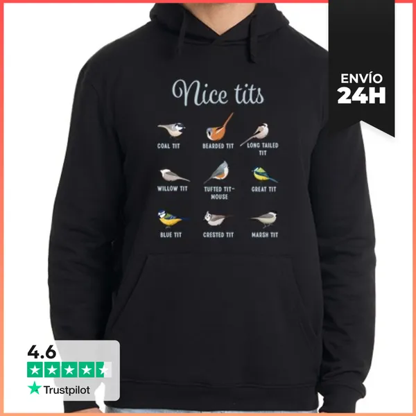Sudadera Unisex Con Capucha Lindas Tetas Pájaros Graciosas Aves
