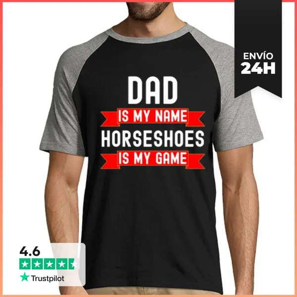 Camiseta Hombre, Estilo Béisbol Papá Es Mi Nombre Las Herraduras