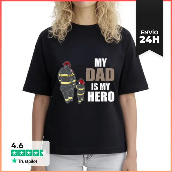 Camiseta Mujer Boxy Los Bomberos Mi Papá Es Mi Héroe LaTostadora