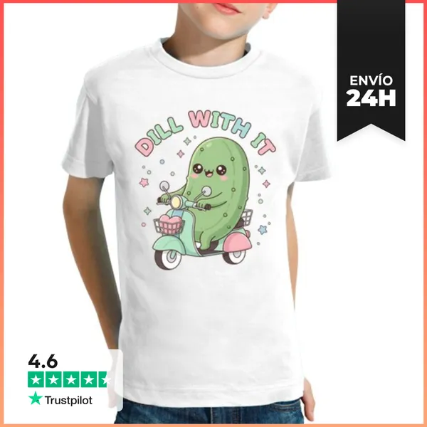 Camiseta Clásica Para Niños Eneldo Con Ello Pepinillo Montando En