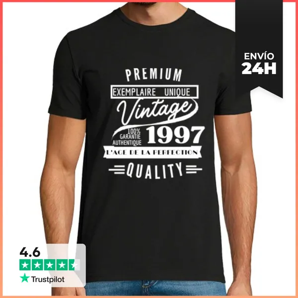 Camiseta Hombre Clásica 1997 Regalo De Cumpleaños Número 25