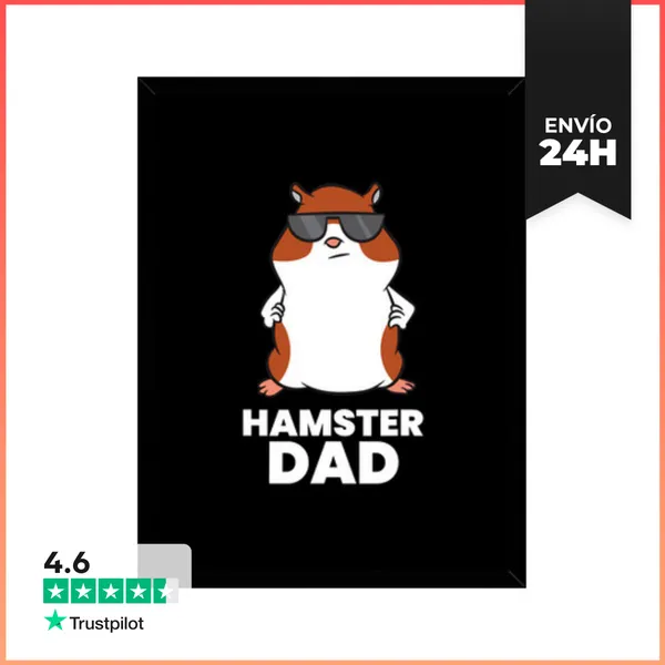 Cuadro Con Marco Vertical Papá Hámster Divertido Hámster Con