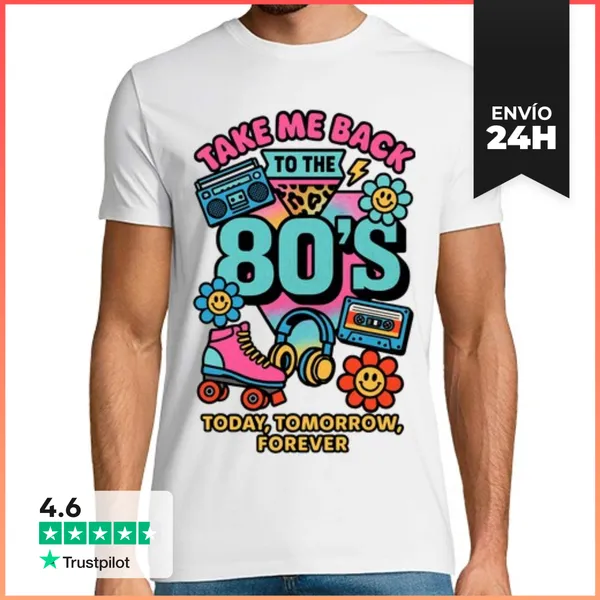 Camiseta Hombre Clásica Take Me Back To The 80s Fiesta Vintage