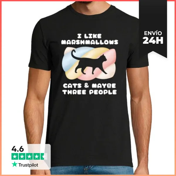Camiseta Hombre Clásica Malvaviscos Y Gatos LaTostadora