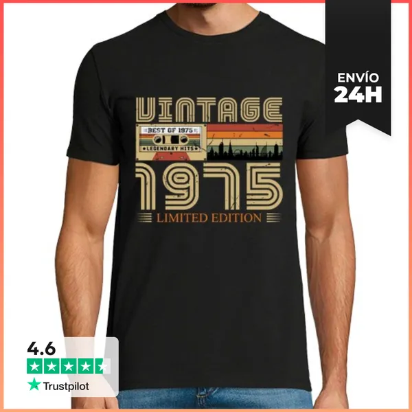 Camiseta Hombre Clásica Regalo De Cumpleaños Retro Vintage De 1