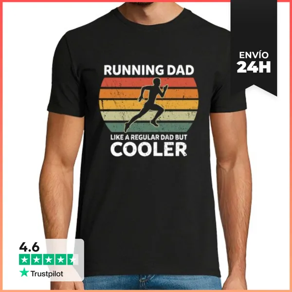Camiseta Hombre Clásica Papá Corriendo Retro Como Un Papá Normal