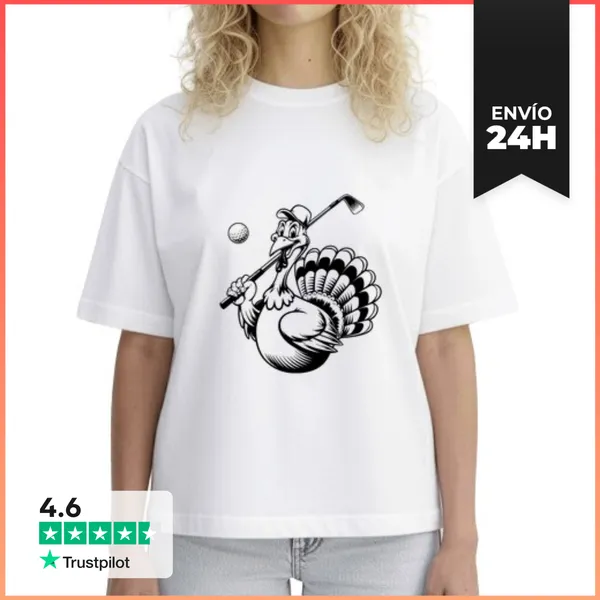 Camiseta Mujer Boxy Pavo Jugando Al Golf Día De Acción De G