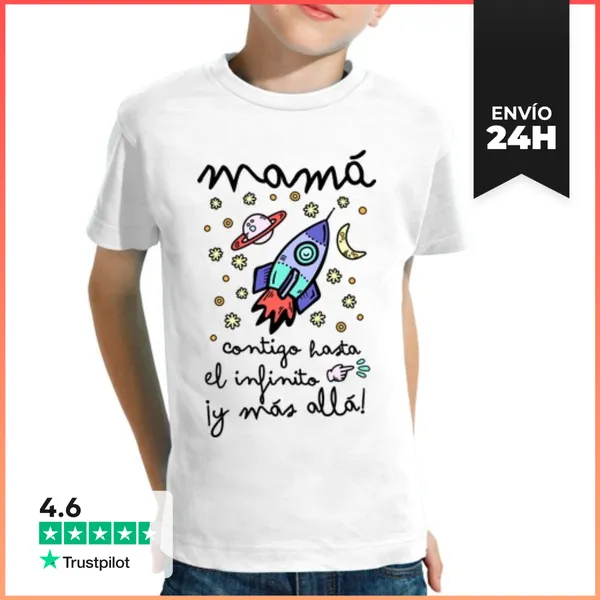 Camiseta Clásica Para Niños Mamá Contigo Hasta El Infinito ¡y Más