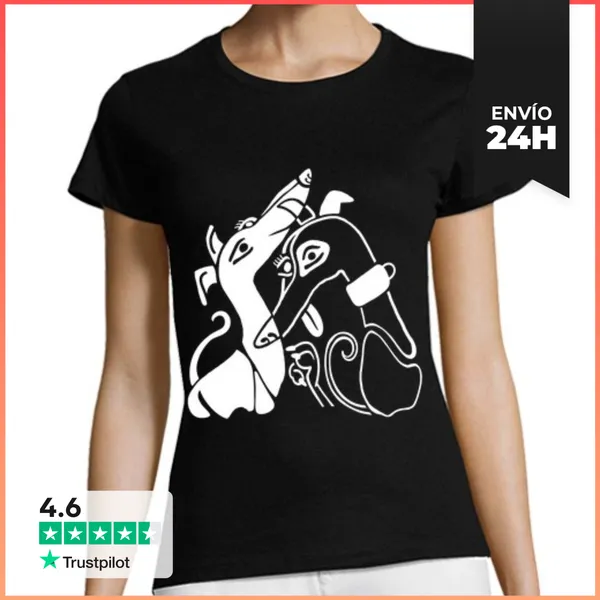 Camiseta Mujer Clásica Galgos Cubistas Blanco LaTostadora