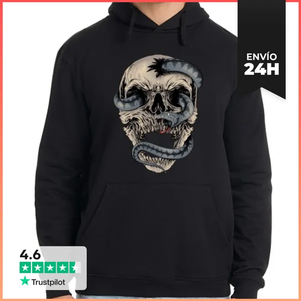 Sudadera Unisex Con Capucha Serpiente Calavera LaTostadora