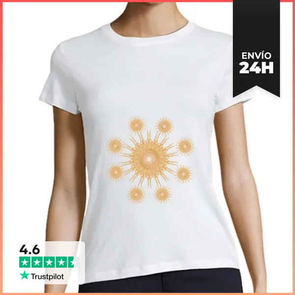 Camiseta Mujer Clásica Mandala Naranja Y Melocotón LaTostadora