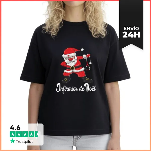 Camiseta Mujer Boxy Papá Navidad Enfermero Santa Dab Versión