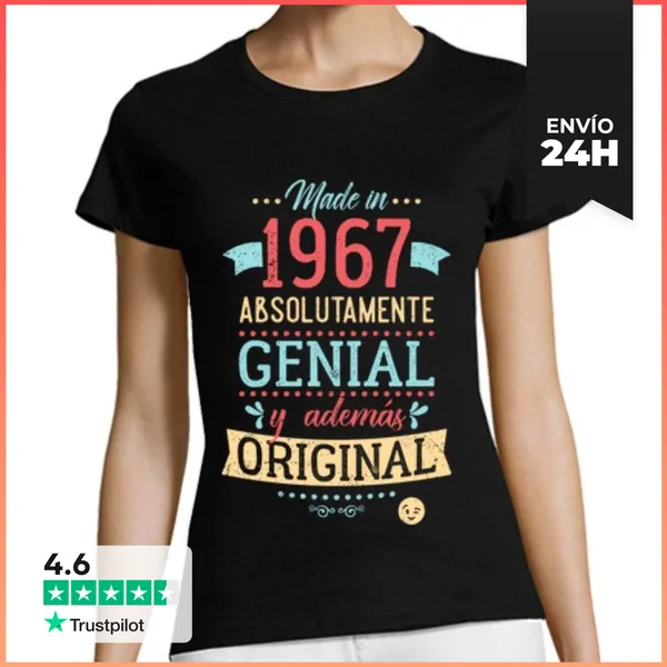 Camiseta Mujer Clásica Made In 1967 Absolutamente Genial