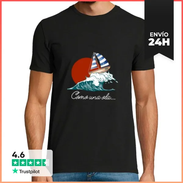Camiseta Hombre Clásica Como Una Ola Maria LaTostadora