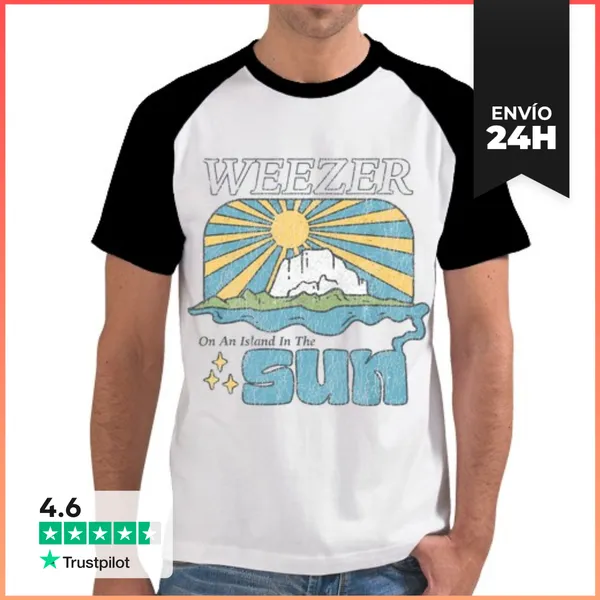 Camiseta Hombre, Estilo Béisbol Isla Weezer Bajo El Sol