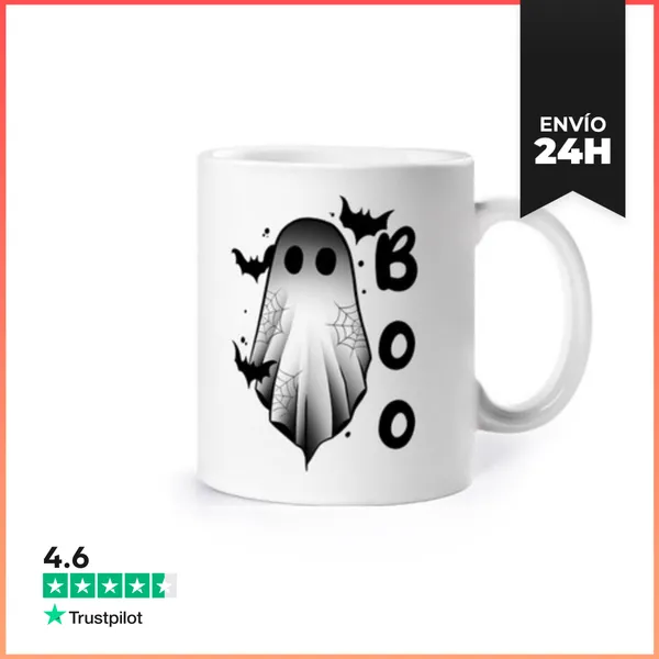 Taza Boo Fantasma Y Murciélagos De Halloween LaTostadora
