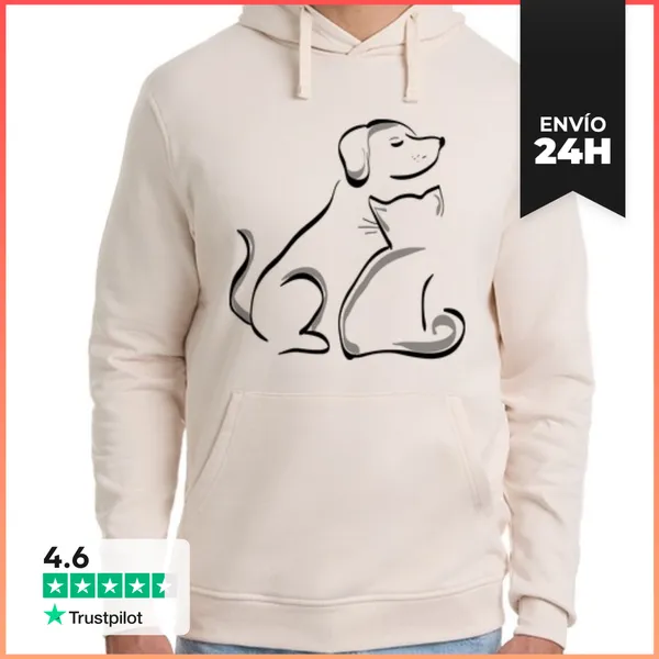 Sudadera Unisex Con Capucha Perro Y Gato LaTostadora