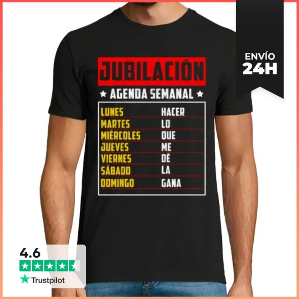 Camiseta Hombre Clásica Jubilación Agenda Semanal Hago Lo Que