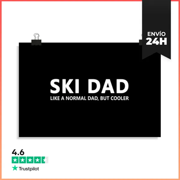 Póster Horizontal Padre Esquiador Divertido Papá Esquiador