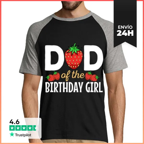 Camiseta Hombre, Estilo Béisbol Papá De La Niña De Cumpleaños