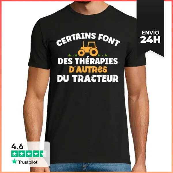 Camiseta Hombre Clásica Tractor Terapia Granjero Humor