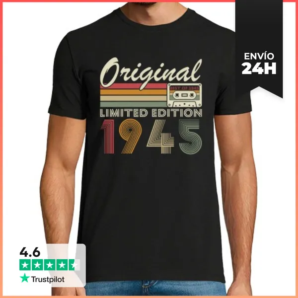 Camiseta Hombre Clásica 80 Cumpleaños 80 Años Vintage 1945
