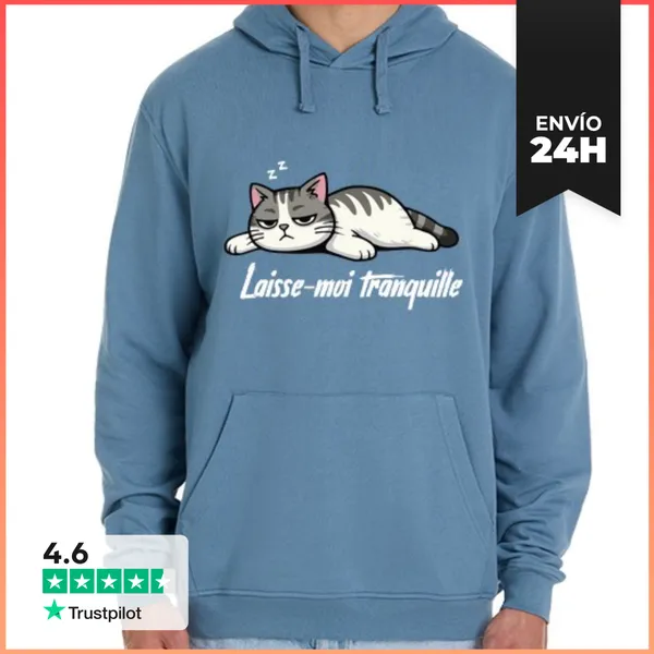 Sudadera Unisex Con Capucha Camiseta Gato Déjame En Paz Divertido