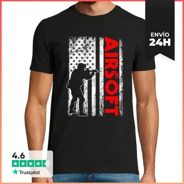 Camiseta Hombre Clásica Bandera De Airsoft Estados Unidos