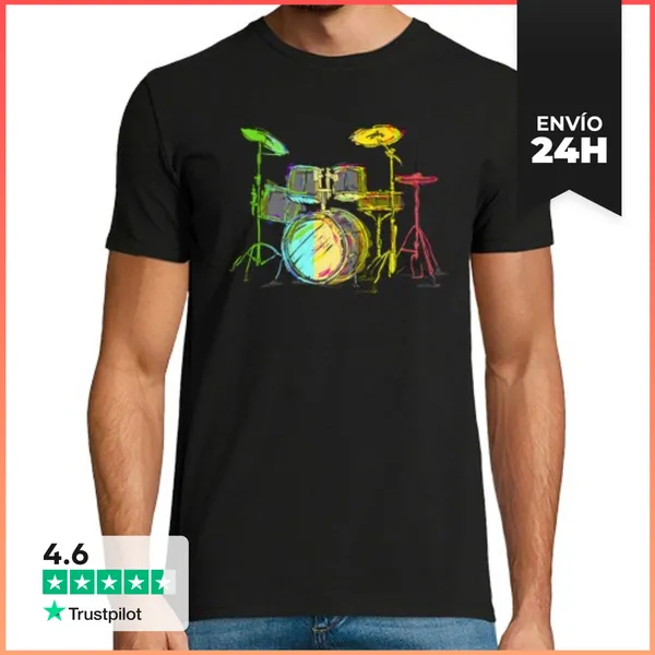 Camiseta Hombre Clásica Novedad Retro Nostálgico Baterista
