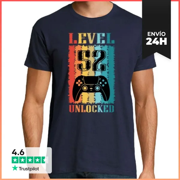 Camiseta Hombre Clásica Nivel 52 Desbloqueado - Camiseta Vintage