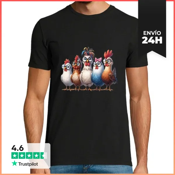 Camiseta Hombre Clásica Gallina Gallo Pollo LaTostadora