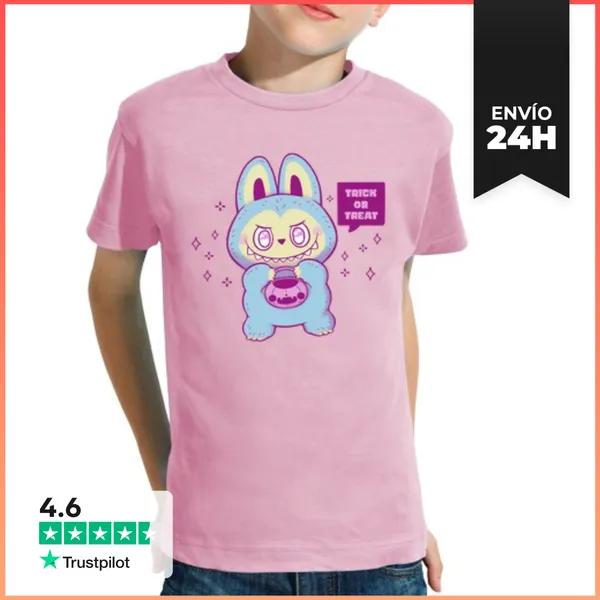 Camiseta Clásica Para Niños Halloween Labubu Truco O Trato