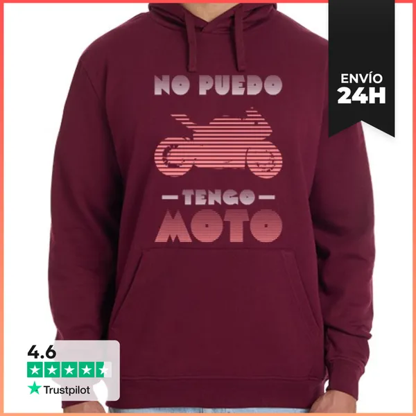 Sudadera Unisex Con Capucha No Puedo Tengo Moto Rosa Sudadera