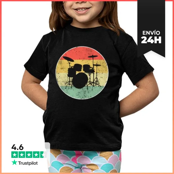 Camiseta Clásica Para Niños Tambor Drumkit Retro LaTostadora